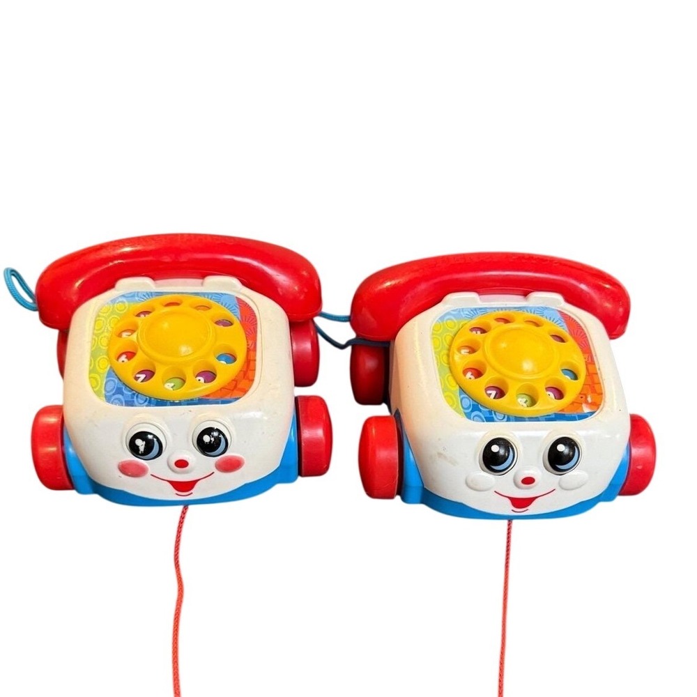 Lot of 2 Fisher-Price Chatter Telephone Classic Pull Toy Rotary Dial Kids